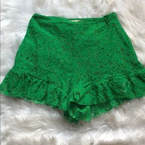 Green lace detail shorts